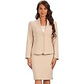 Allegra K Suits 2 Piece Skirt Set for Women's Business Office Outfits Collarless Blazer Pencil Skirts Suit Sets