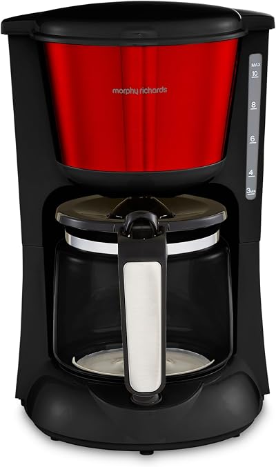Morphy Richards Equip Filter Coffee Machine 10 Cup Pour Over Red Black