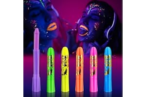 AUSBOND 6 Pcs Glow in The Light Body Face Paint, Face Painting Kit, UV Crayon Kit Fluorescent Body Paints for Adults for Birthday Party Halloween Masquerade Makeup Outdoor for Kids