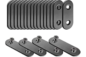 WYSUMMER Black Flat Metal Mending Brackets, 20Pcs Straight Corner Braces with 40Pcs Screws (Black, 16x36mm)