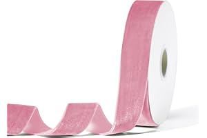 SFONI Pink Velvet Ribbon for Gift Wrapping, Trimming Ribbon for Christmas DIY Craft Wedding Floral Holiday Valentine's Day Decoration Choker Hair Bow Hat Wreath Making, 1" x 10 Yards