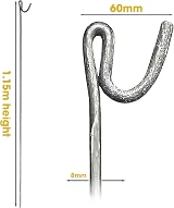 Homatz 1.15m Steel Fence Pins - 8mm Thick U-Shaped Garden Stakes (10) view 2