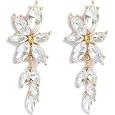 ATIMIGO Elegant Rhinestone Dangle Earrings Marquise Crystal Wedding Bridal Earrings for Brides Bridemaids Formal Prom Statement Drop Earrings for Women