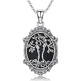 YYmqmq Halloween Necklace for Women Men 925 Sterling Silver Skull Pendant Gothic Jewelry Halloween Gifts for Women Men
