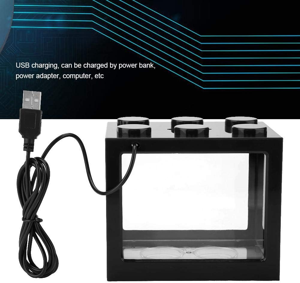 Aquarium Fish Tank Decorative Mini Aquarium USB LED Light Lamp Fish Tank Desktop Lamp Fish Tank for Box Office Tea Table Decor(Black) - Image 4