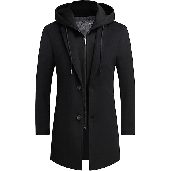 Qolkmuiy-GJ Men's Business Peacoat with Detachable Zipper Thermal