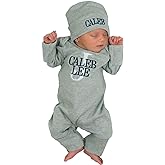 Personalized Newborn Baby Coming Home Outfit,Custom Embroidered Name Sleepwear,Infant Soft Long Sleeve Romper(style 2)