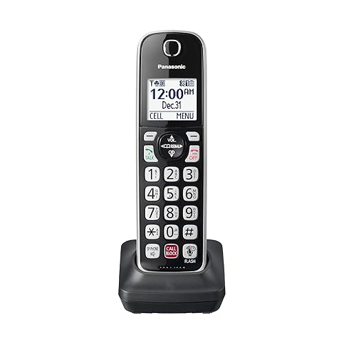Panasonic Cordless Phone Handset Accessory Compatible with KX-TGD86x Series Cordless Phone Systems - KX-TGDA86S (Black with Silver Trim)