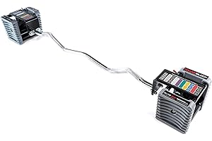 PowerBlock Elite EXP Series EZ Curl Bar – Compatible with Elite EXP Dumbbells, Curling EZ Bar, Weightlifting, Weight Bar, Workout Equipment, Strength Training