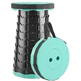 Lizhluzh Collapsible Stool, Foldable Stool &amp; Portable Collapsible Seat | Pop up stool extends from 2.4 to 17.5 in, with a 9.7 in seat, PP body and shoulder strap for adults, camping and travel.