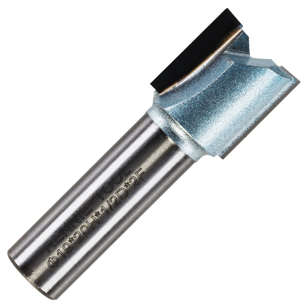 Rennie Tools - 19mm (3/4") Cutting Diameter x 20mm Flute x 1/2" Shank TCT Tipped 2 Flute Straight Router Cutter Bit. Compatible With Makita Trend Festool Hikoki Dewalt Router Etc. 19mm Router Bit