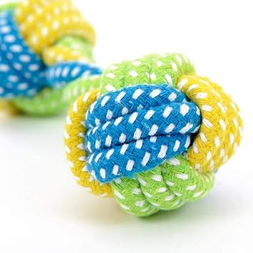 Foodie Puppies Durable Cotton Rope Braided Ball Play Fetch Toy for Small to Medium Dogs Interactive Teething Rope Toy to Play with (Color May Vary)