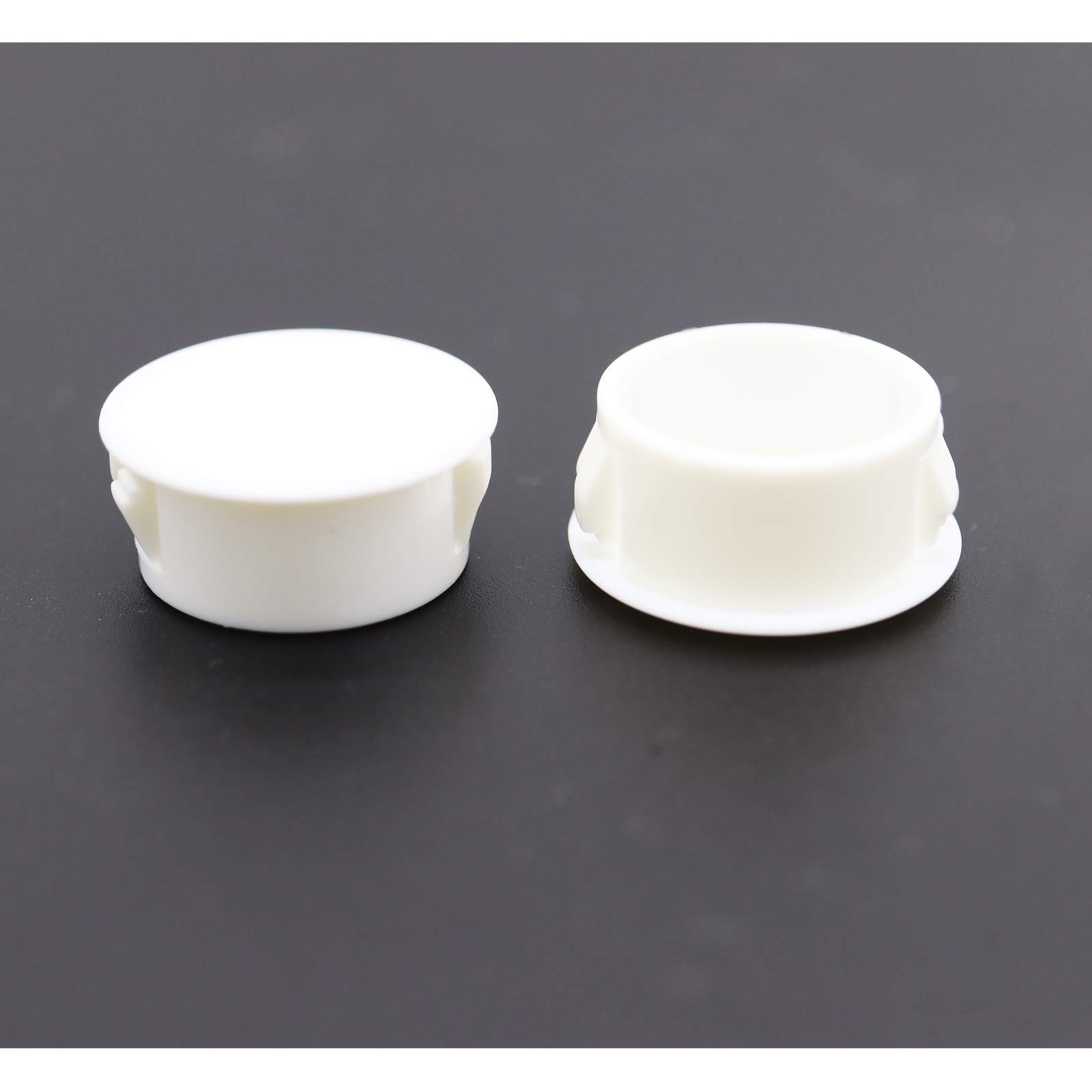 VictorsHome Hole Plugs Plastic 22mm (7/8") Fit for 21.5-22mm Diameter Locking Hole Tube, Flush Type Panel Insert End Caps Fastener Cover for Kitchen Cabinet Furniture White 25pcs