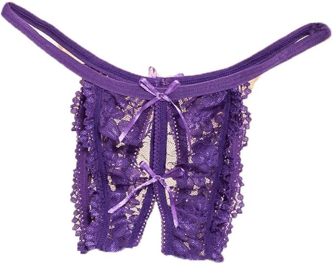 Xiondom Women Sexy Lace Crotchless Panties Briefs (Purple) Amazon.co