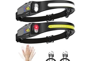LIUPTIUO Headlamp Rechargeable 2Pack, 230° Wide Beam Head Lamp, LED Headlamp with Motion Sensor, 7Mode Head Lights for Forehead, Bright Headlamps for Adults, Red Light Headlight, Hard Hat Light, Camping Gear