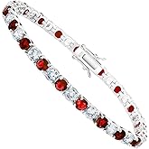 Kose 925 Sterling Silver Bracelets for Women and Men | 4mm Sapphire Ruby Emerald Cubiz Zirconia Classic Tennis Bracelet | Size 6.5-8 inches