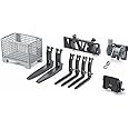 Bruder Toys - Construction Realistic Attachments and Accessories for Frontloader Vehicle Including a Basket Pallet, Winch, an