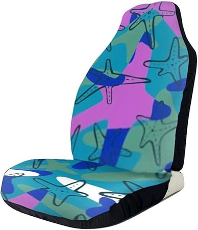 Amazon シートカバーカラードカバー軽自動車フロント2枚 デザイン塗装ヒトデ カーシートカバー防水前席用軽 普通車に適用 シートカバー 車 バイク