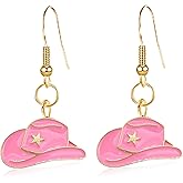 GBAHFY Vintage Western Cowgirl Hat Earrings Color Enamel Dangle Cowgboy Huggie Hoop Drop Earring Jewelry for Women