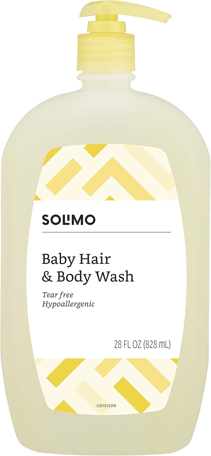 Amazon Brand - Solimo Tear-Free Baby Hair and Body Wash, 28 Fluid Ounce