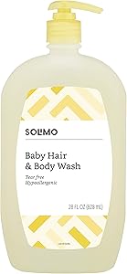 Amazon Brand - Solimo Tear-Free Baby Hair and Body Wash, 28 Fluid Ounce