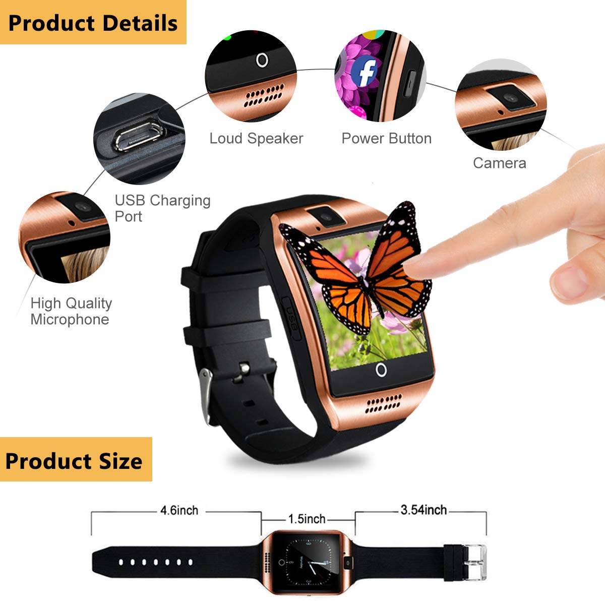 Reloj Inteligente Bluetooth, Reloj Inteligente portátil con ...