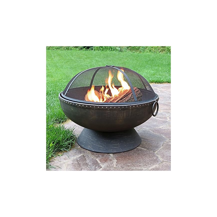 Sunnydaze Large Outdoor Fire Pit Bowl 30Inch Round WoodBurning