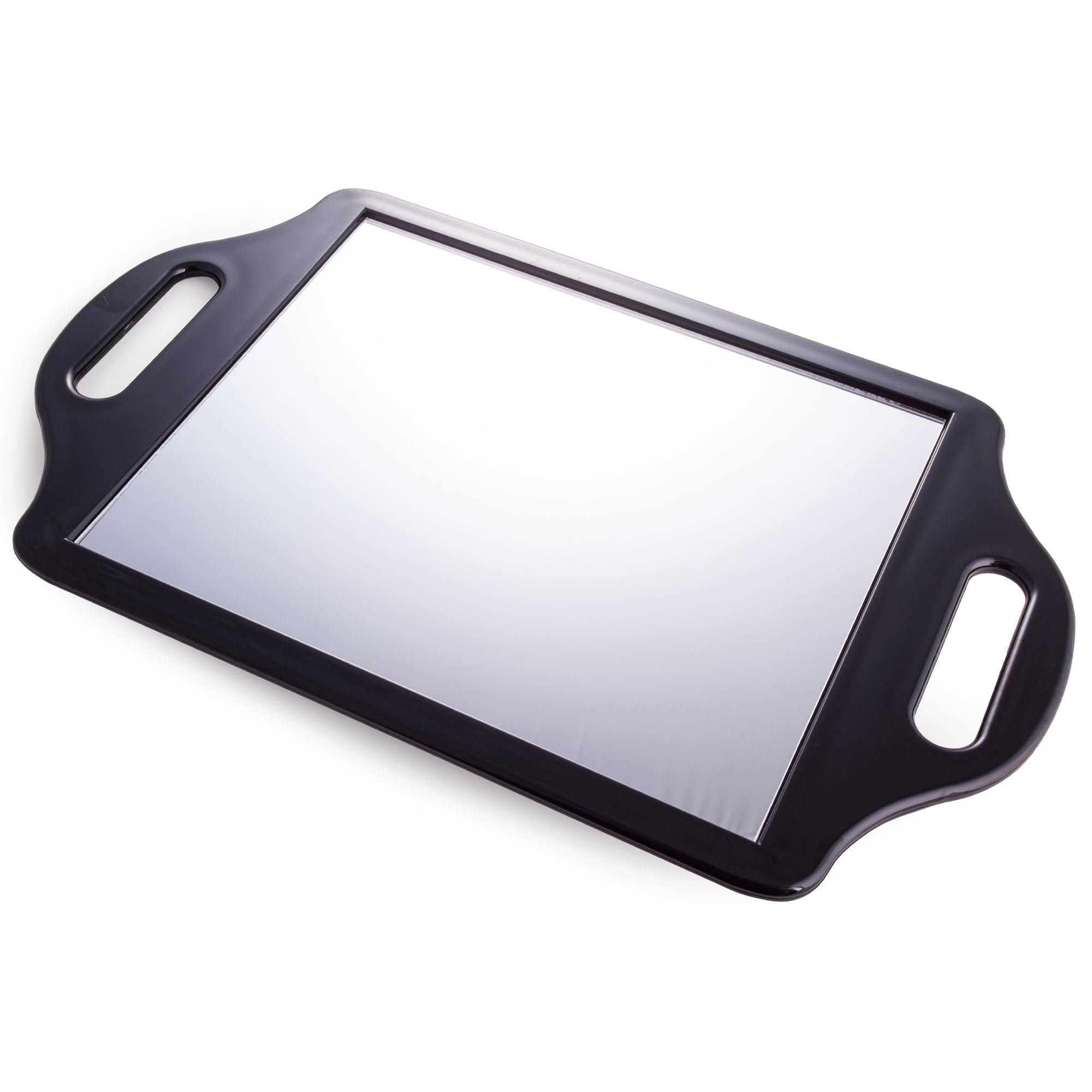 Kobe Regent Street Hand Mirror - Two-Handed Handheld Mirror for Hairdressers, Barbers, and Beauty Professionals; Black Plastic with Handle for Salon Use, Perfect for Back of Head View