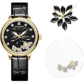 Womens Watch Bee Watches for Women Moving Bees Between Double Sapphire Glass with Genuine Leather Strap Luminous Hands and Trendy Watch with 12 Genuine Diamonds Rose Gold Mesh Band 28mm