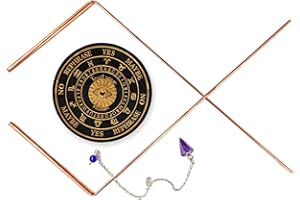 Ywait2long Copper Dowsing Rods Kit Spiritual & Pendulum Board Kit with Mat & Amethyst Witching Sticks for Divining, Ghost Hunting, Gold, Spiritual, Answers to Questions