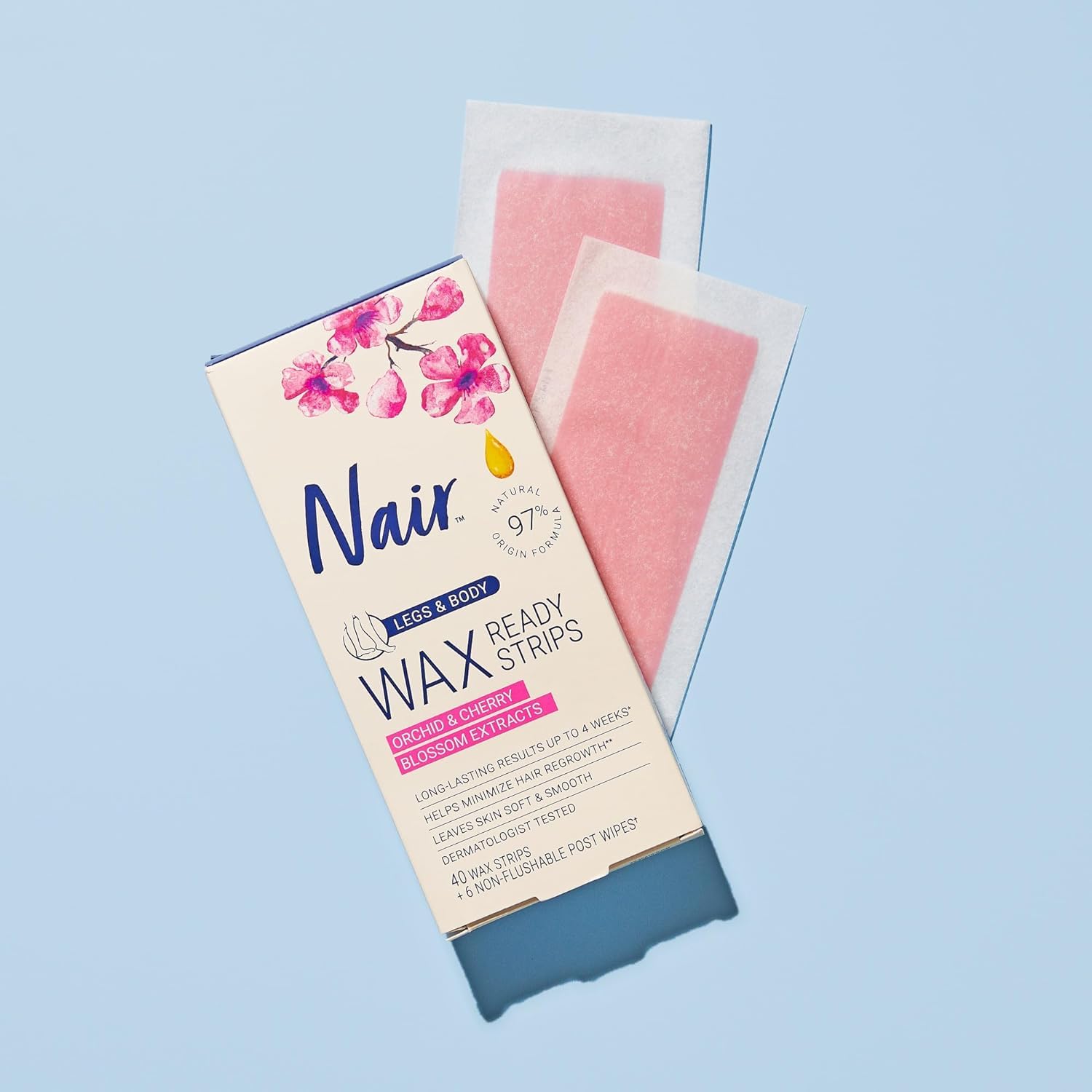 Nair Hair Remover Wax Ready-Strips 40 Count Legs/Body (2 Pack)