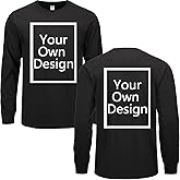 Custom Long Sleeve T Shirts for Men/Women Design Your Own Shirt Add Text Personalized Cotton Tee Printed Front/Back