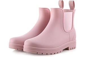 planone Orthopedic Wide Width Short Rain Boots Women Fashion Waterproof Chelsea Boots for Women Outdoor Garden Shoes Ankle Muck Boots for Ladies Non Slip Work Shoes Rubber Boots with Comfort Insole