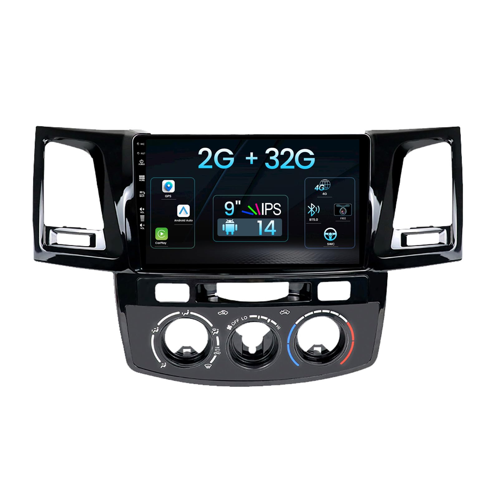 MISONDA Double Din Car Stereo for Toyota Fortuner Hilux Revo Vigo 2005-2008 Android 14 Quad Core Car Radio GPS Sat Nav Head Unit 9 Inch IPS Built-in RDS Car Play Android Auto 2G+32G