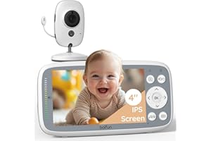 Boifun No Wi-Fi Baby Monitor with 4" 720P IPS Screen, Night Vision, 3X Zoom, Two-Way Audio,Temperature Monitoring, Lullabies,