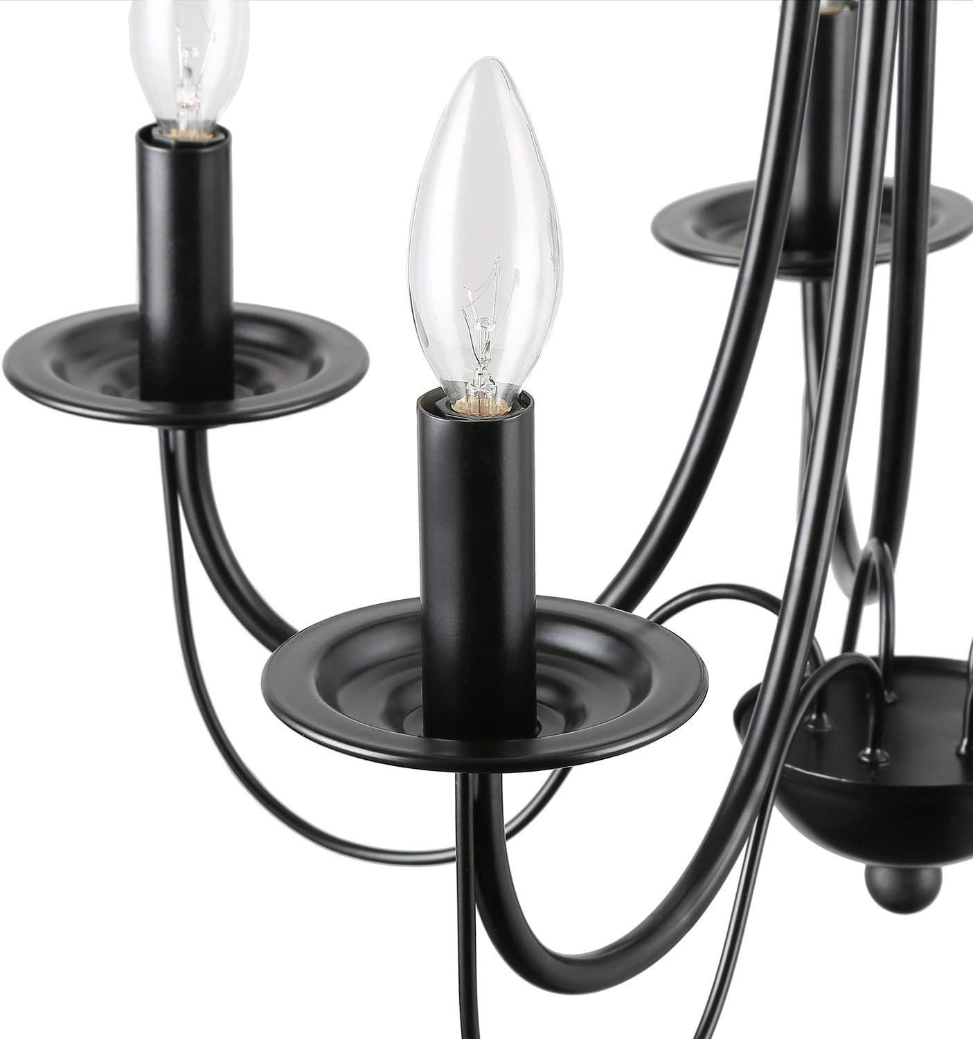 LALUZ Black Chandelier Farmhouse Rustic 5-Light Fixture with 2-Layer for Dining & Living Room, Bedroom, Kitchen and Foyer - - 