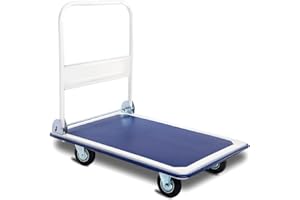 Goplus Folding Platform Cart 660 LBS Rolling Flatbed Cart Hand Platform Truck Push Dolly for Loading, Blue