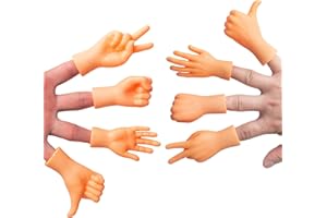 AQKILO Tiny Hands Rock Paper Scissors Finger Puppets 8 Pieces, Mini Left and Right Hand Set, Mixed Styles for Party Favors, TikTok Toys, and Gag Gifts