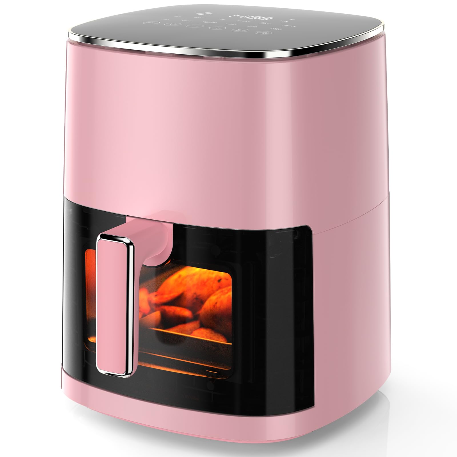 OLIXIS Air Fryer 6 Quart with Window Square Air Fryer 12-in-1 Air Fry, Roast, Reheat, Dehydrate, Bake, Steam, Fries, Custard, Chicken, Wings, Sea Food, Vegetabels,400F Pink Image