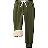 Flygo Boys Girls Fleece Pants Sherpa Lined Sweatpants Athletic Joggers Winter Warm Unisex Kids Active Pull-On Pants