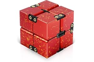 Rovzukct Cube Metal Infinity Cube Aluminum Alloy Block Cube Finger Practice Stress Relieve Office Gift Red/Yellow