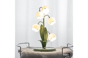 WERFOP Vintage Flower Table Lamp for Home, 5 Lily of The Valley Bedside Lamps 3 Color Modes Nightstand Lamp with G4 Led Bulbs for Bedroom, Living Room, Office