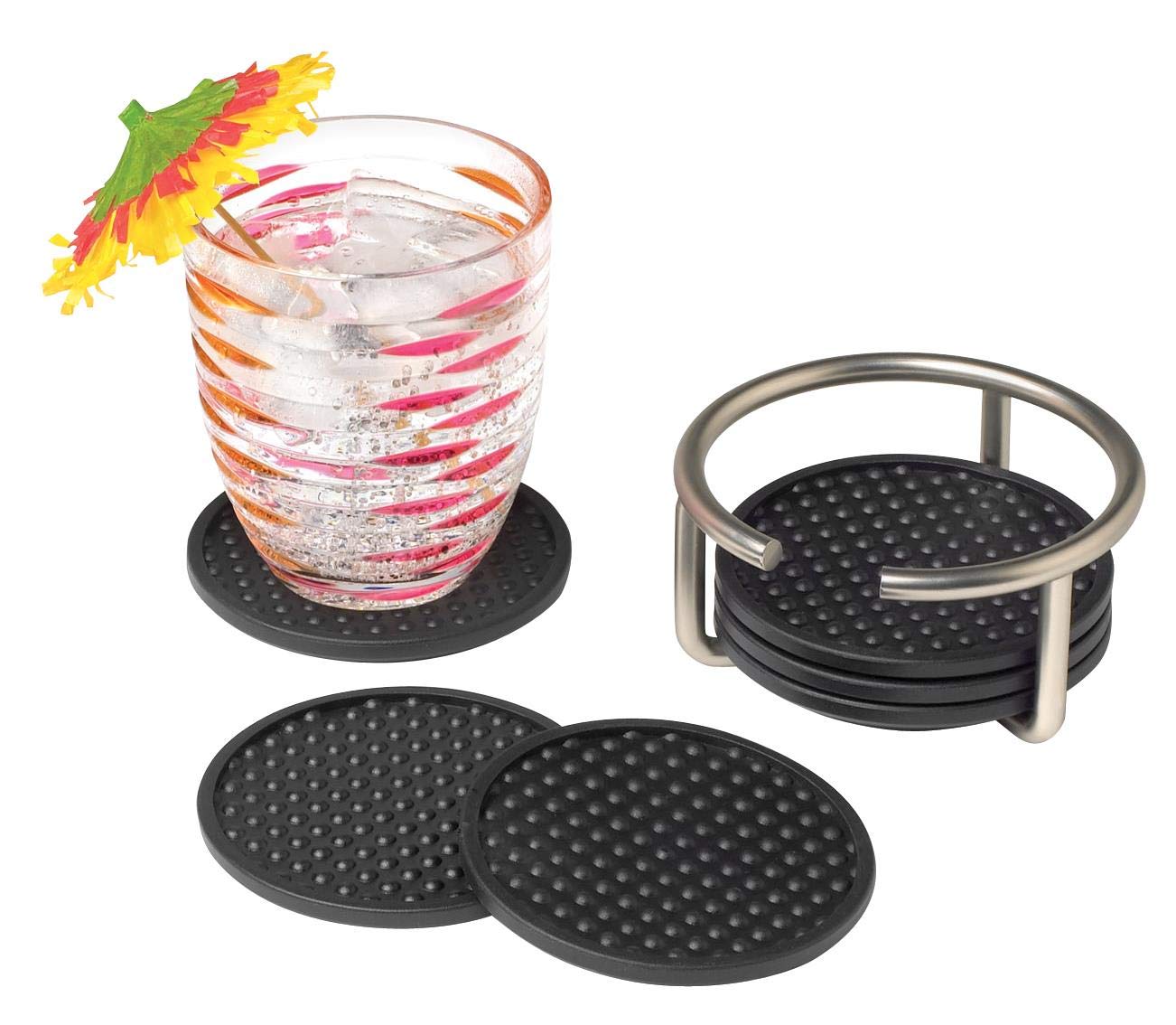 Spectrum 43578 Flex Coasters, Satin Nickel, 6 Count
