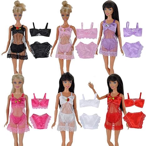 FidgetGear Doll Lingerie Nightwear Lace Night Dress + Bikini Set Underwear for 29CM Doll 6pcs/Set Suitable for 29CM Dolls to wear