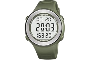 Hearkent Waterproof Pedometer Watch No APP with Light, Digital Display Step Counter Watch for Calories Seconds Alarm Steps, Fitness Tracker Watch for Men Women