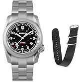 BODERRY Men's Watch Titanium Automatic Field Watch 40mm Military Watch Day Date Function 100M Waterproof with Titanium Bracelet Japanese Mechanical Movement &amp; Screw Down Crown&mdash;Voyager