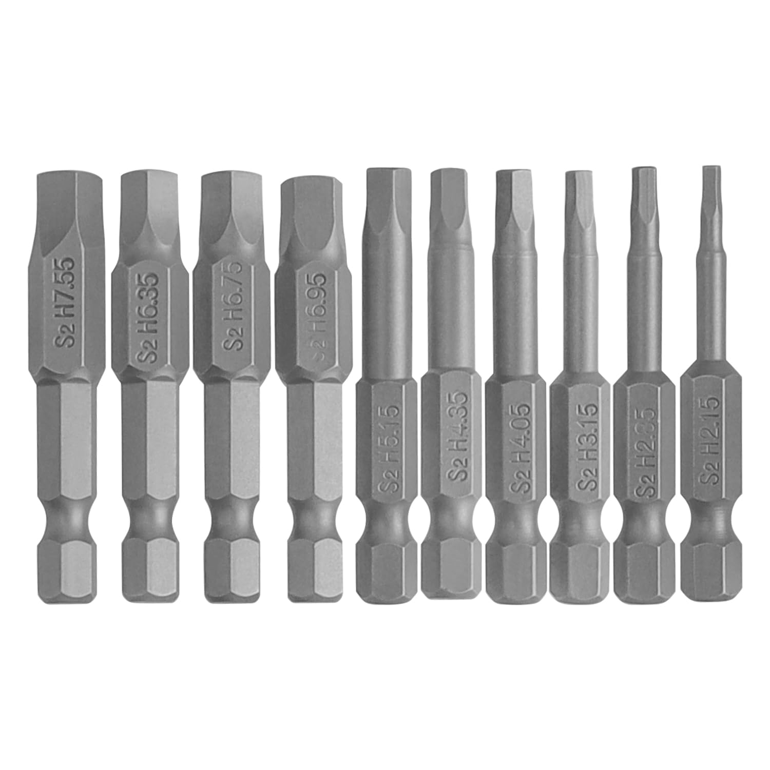 Bestgle 10PCS Pentagon Screwdriver Bits Set, 1/4" Hex Shank Magnetic Security Drill Bit Set (H2.15–H7.55), 50mm Length, S2 Alloy Steel
