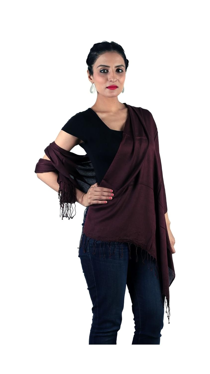 sage plain coffee viscose stole