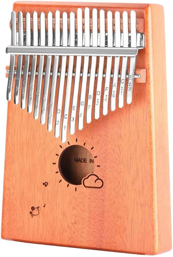 Kalimba 17 Keys, Thumb Piano with Study Instruction and Tune Hammer, Solid Mahogany Wood Portable Mbira Sanza African Wood Musical Instrument Finger Piano for Kids Adult Beginners Professionals