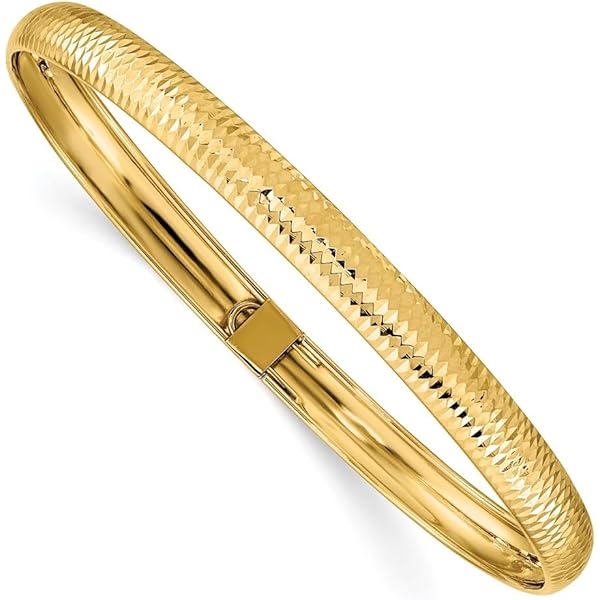 Amazon.com: Jewels By Lux 14K Yellow Gold 3/16 Fancy Hammered